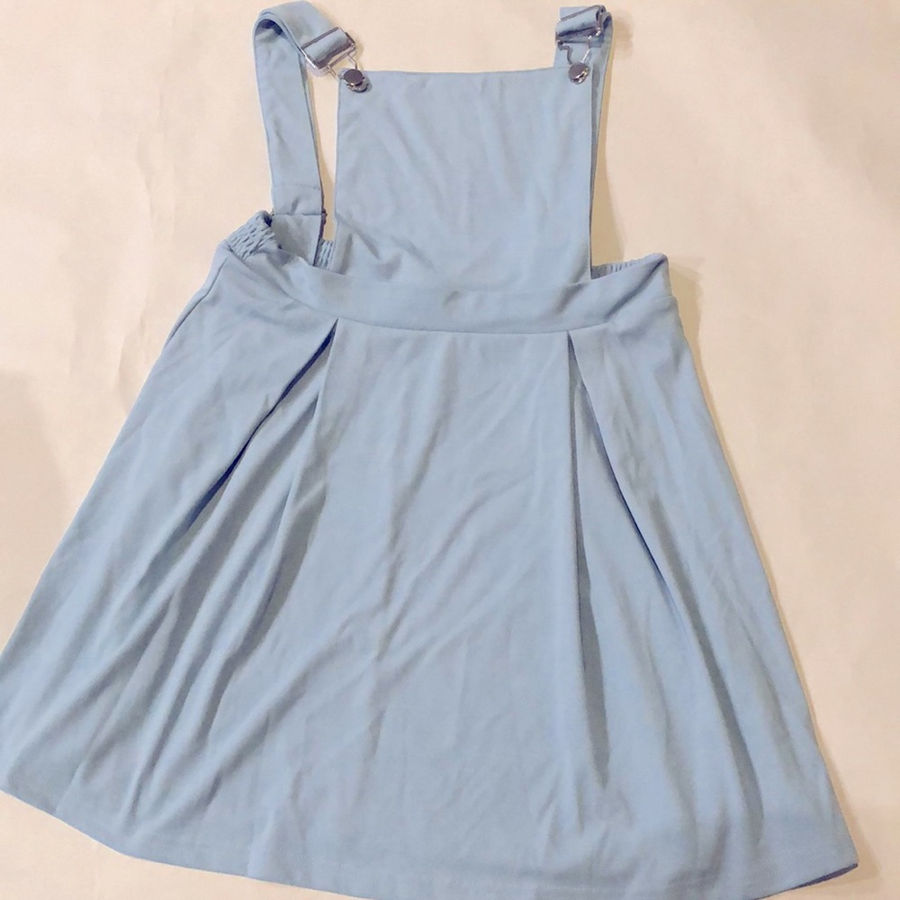 Blue Overall Dress Adjustable Shoulder Straps elastic waist lightweight Medium